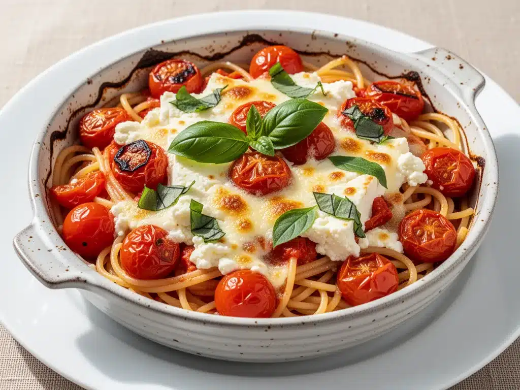 Baked Feta Pasta: 30-Minute Easy Dinner 4 baked feta pasta preparation steps
