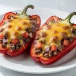 cheesy ground beef stuffed bell peppers - featured image