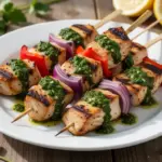grilled chicken skewers with chimichurri - featured image