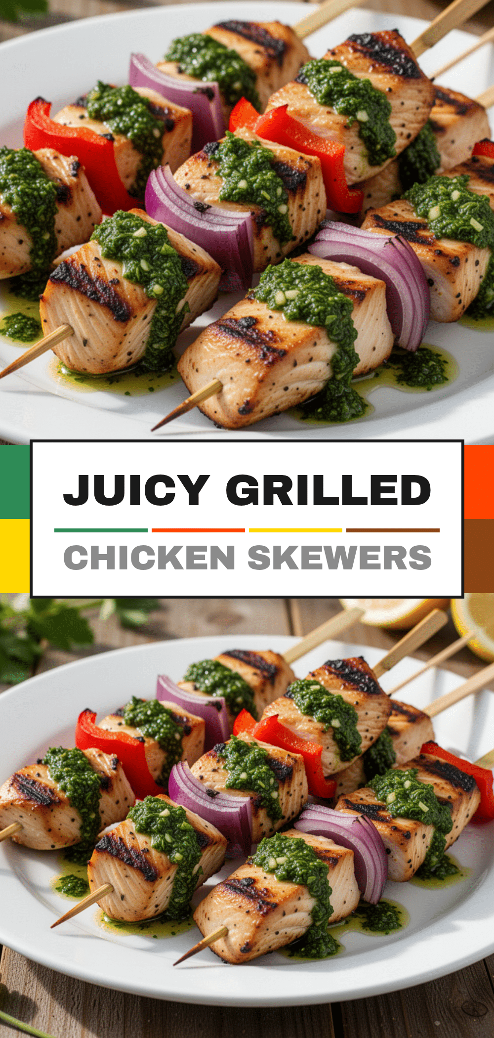 Grilled Chicken Skewers: Easy Summer Dinner Recipe 5 grilled chicken skewers with chimichurri recipe