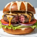 grilled ground beef burgers with smoked gouda - featured image