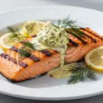 grilled salmon with lemon dill butter - featured image