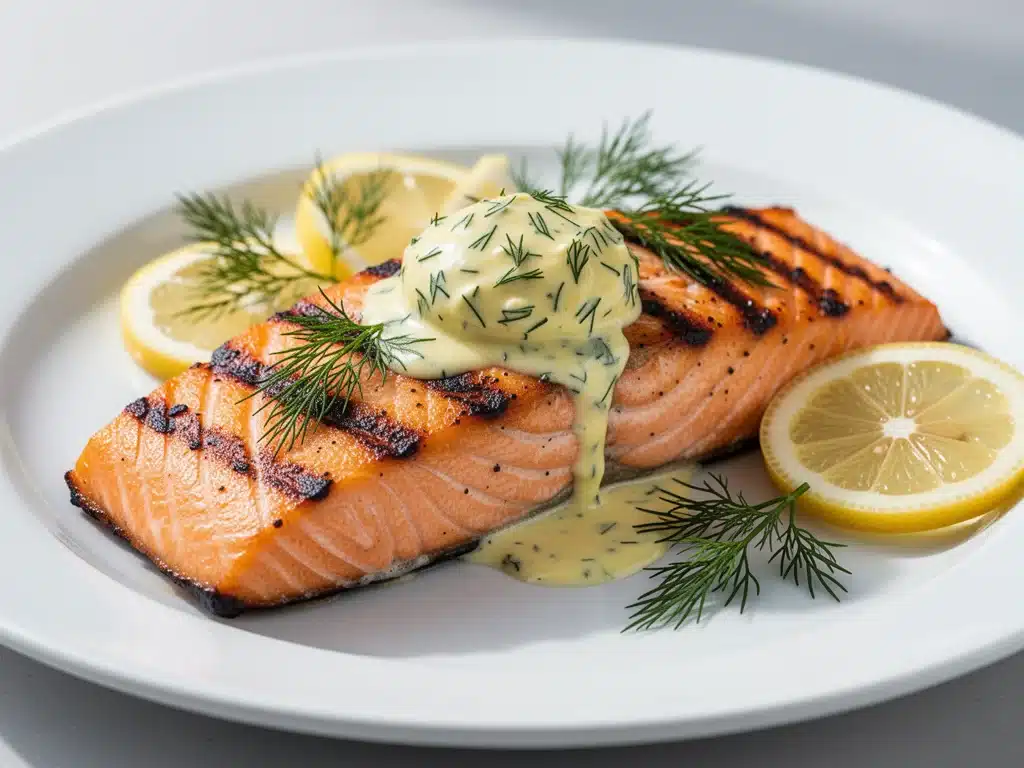 grilled salmon with lemon dill butter - featured image
