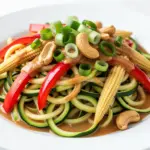 healthy zucchini noodle stir fry - featured image