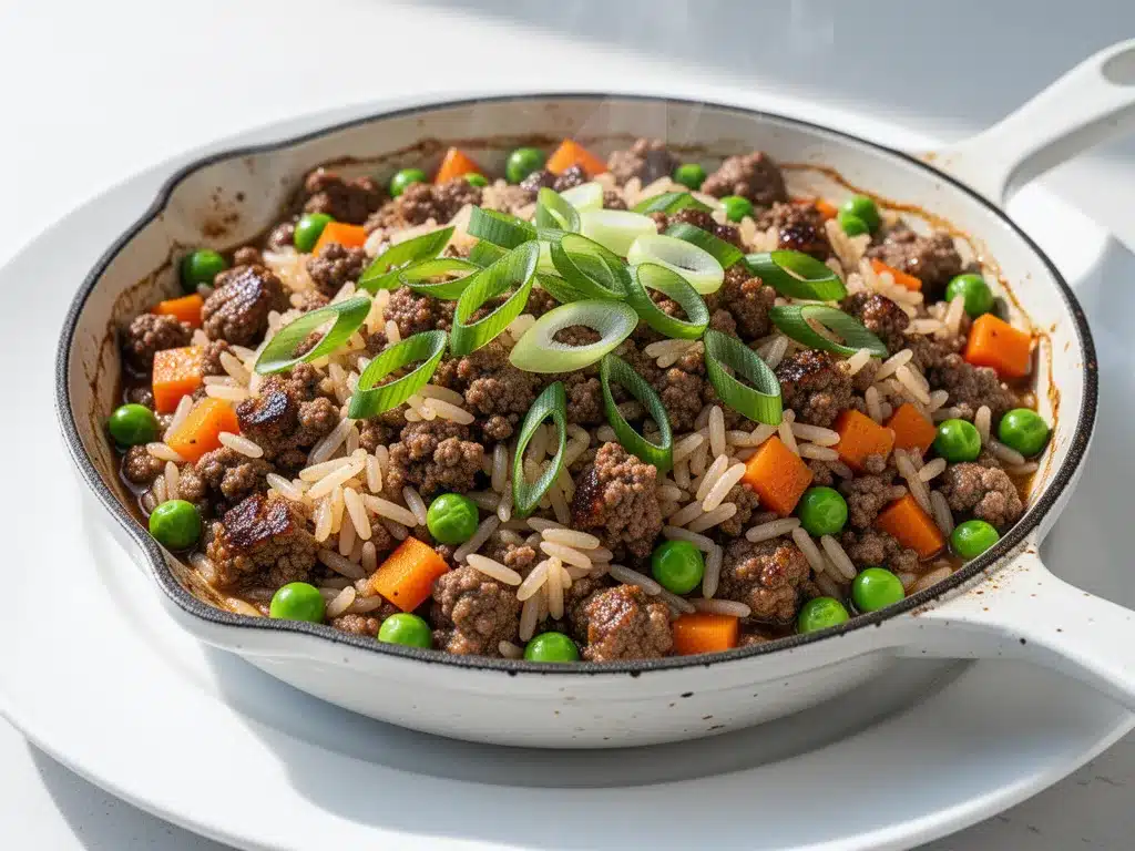 High Protein Ground Beef and Rice Skillet 4 High Protein Ground Beef and Rice Skillet preparation steps