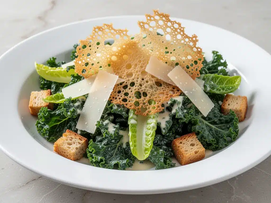 Kale Caesar Salad with Crispy Parmesan Crisps: 5-Step Easy Recipe 4 Kale Caesar Salad with Crispy Parmesan Crisps preparation steps