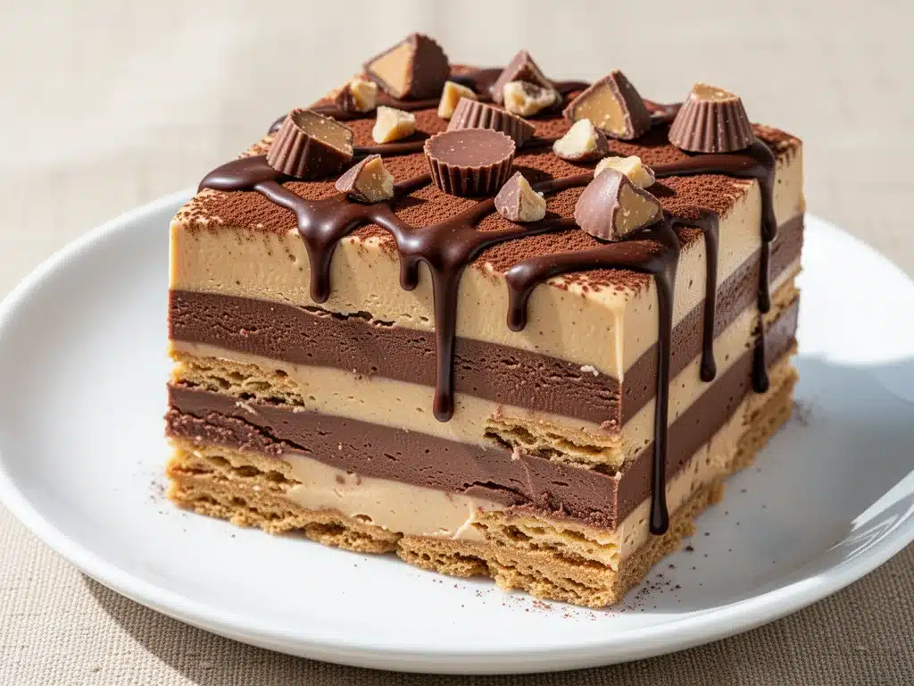 no-bake chocolate peanut butter icebox cake - featured image