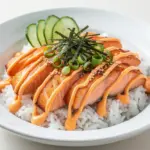 salmon rice bowls - featured image