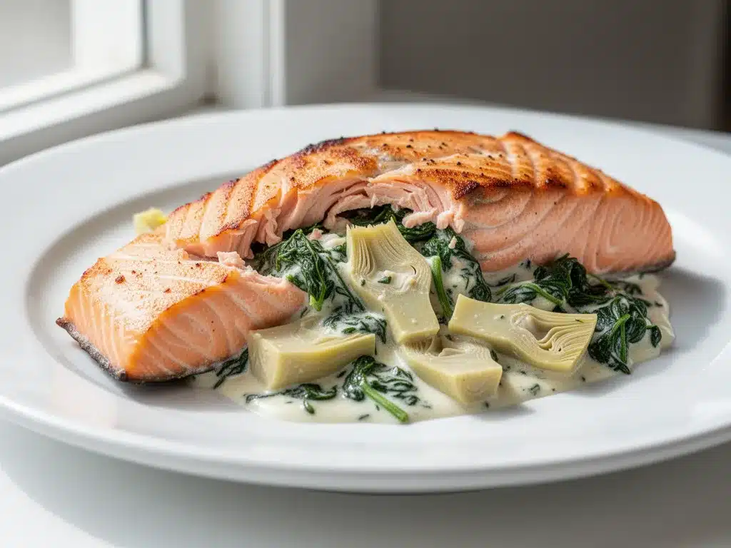 Stuffed Salmon with Spinach Artichoke: Best Creamy Seafood Recipe 4 stuffed salmon with spinach artichoke preparation steps