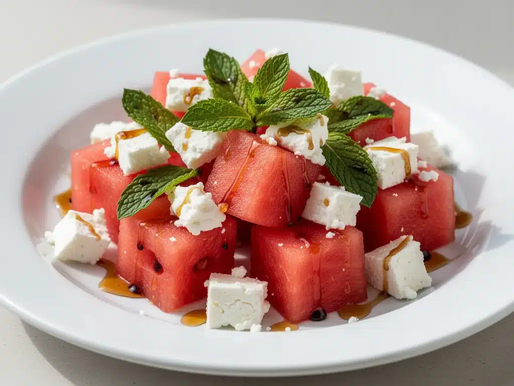 Watermelon Feta Salad: 5 Best Easy Summer Side Dish 4 watermelon feta salad preparation steps