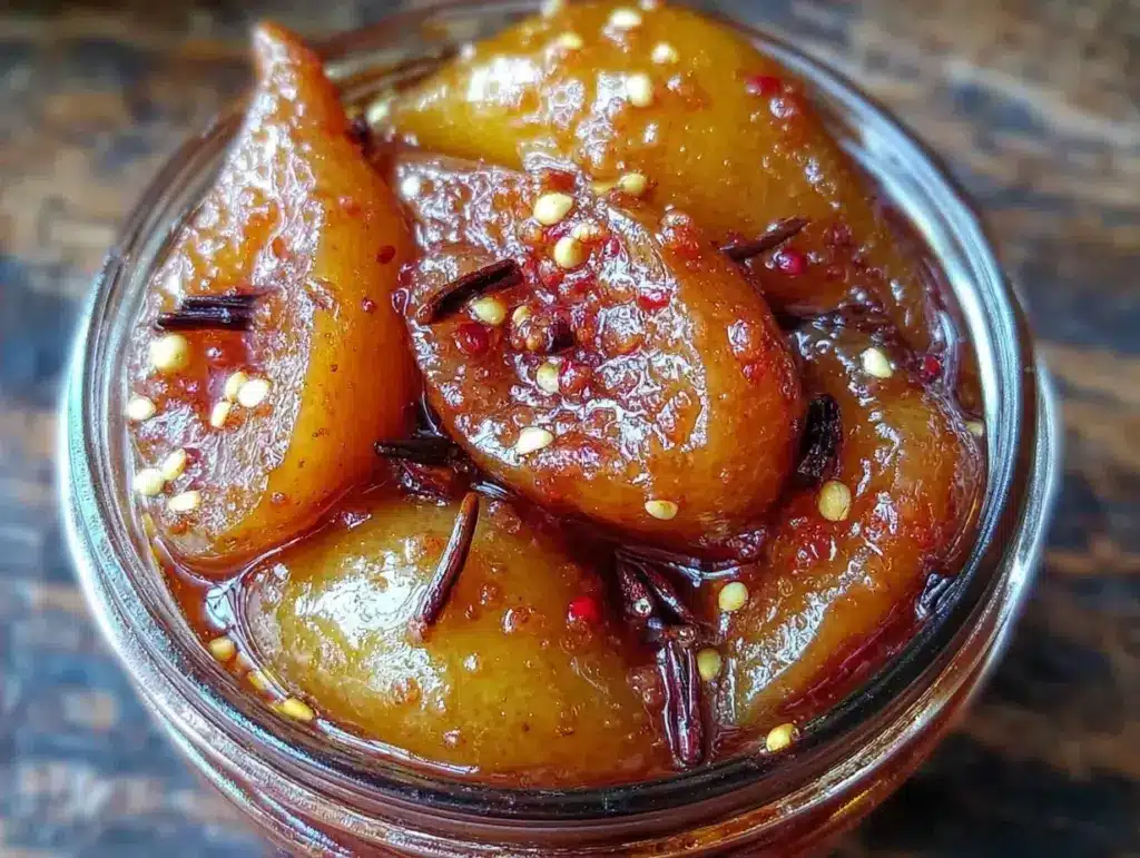 Budget-Friendly Canned Spiced Honey Bourbon Pears - featured image