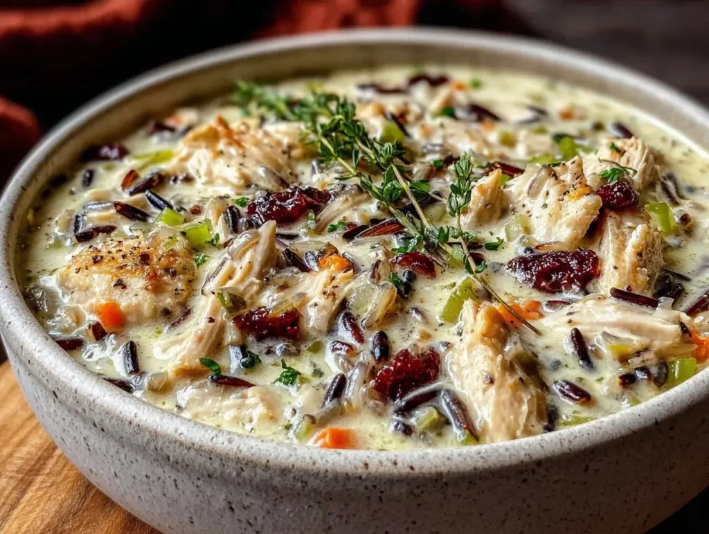 creamy one pot chicken and wild rice soup - featured image