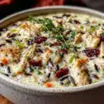 creamy one pot chicken and wild rice soup - featured image