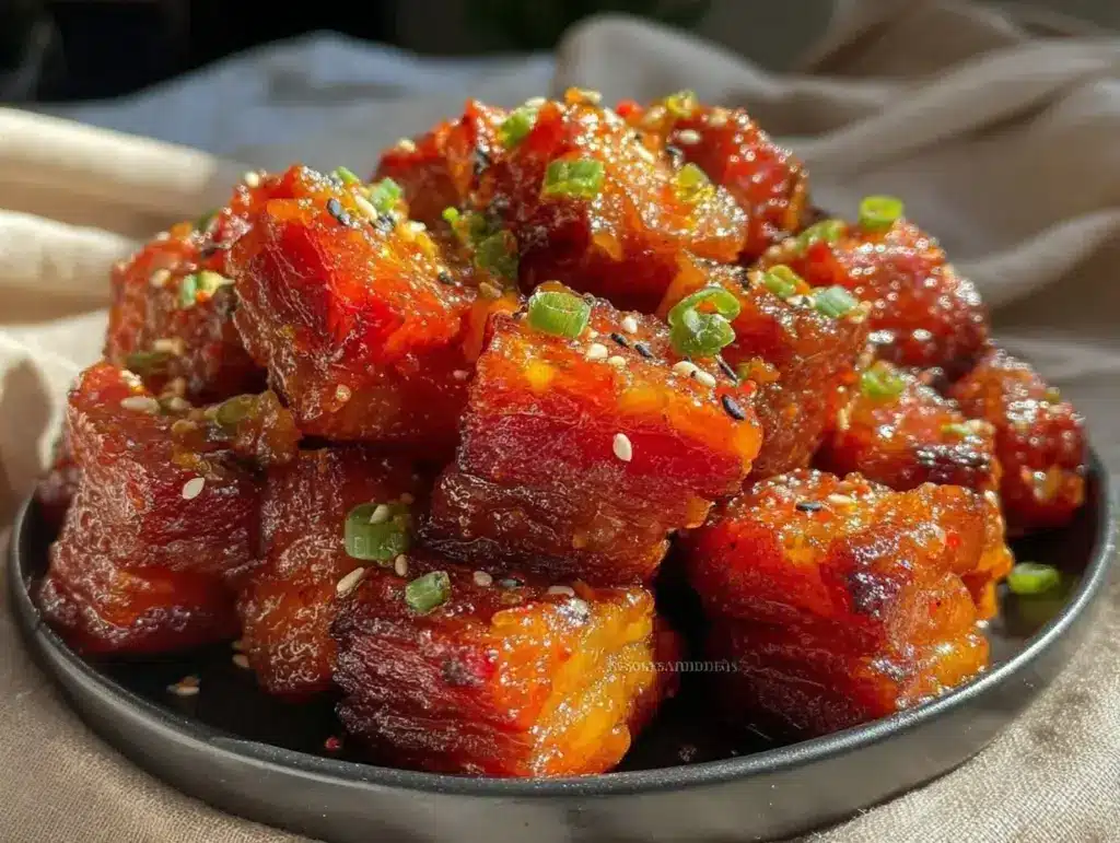 Crispy Honey Sriracha Pork Belly Bites - featured image