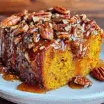 fall maple pecan pumpkin cake - featured image