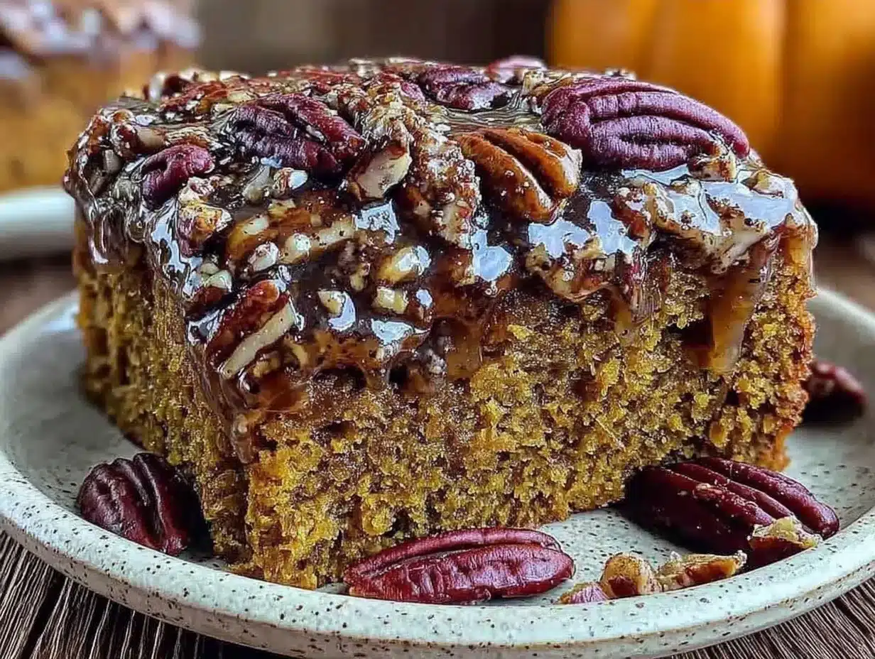 fall maple pecan pumpkin cake preparation steps