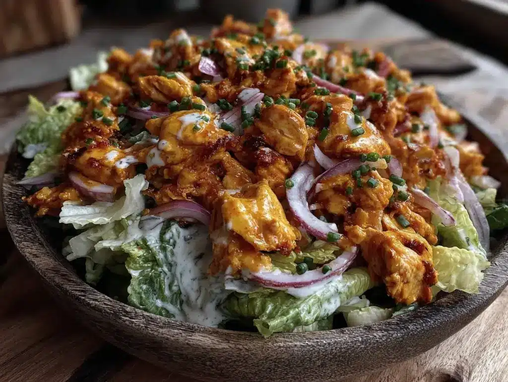 high-protein buffalo chicken salad - featured image