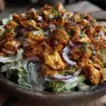 high-protein buffalo chicken salad - featured image