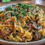 one-pot creamy beef stroganoff - featured image