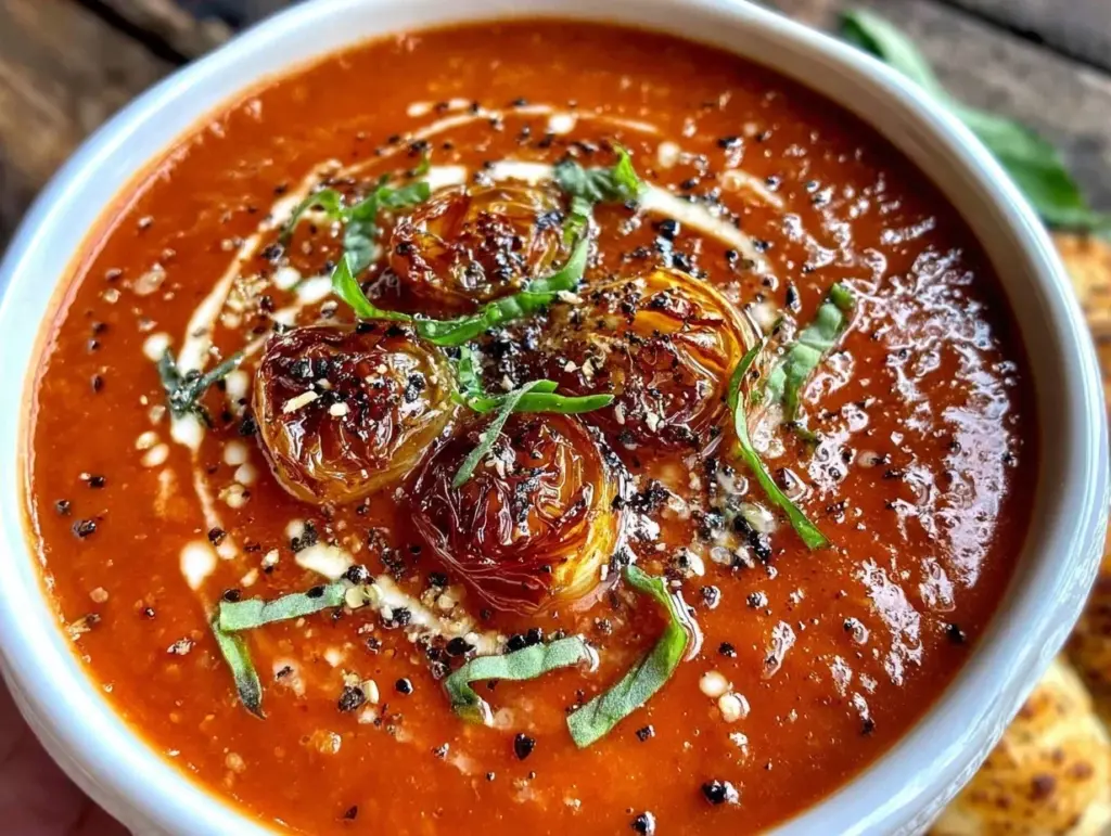 smoked tomato soup with garlic confit - featured image