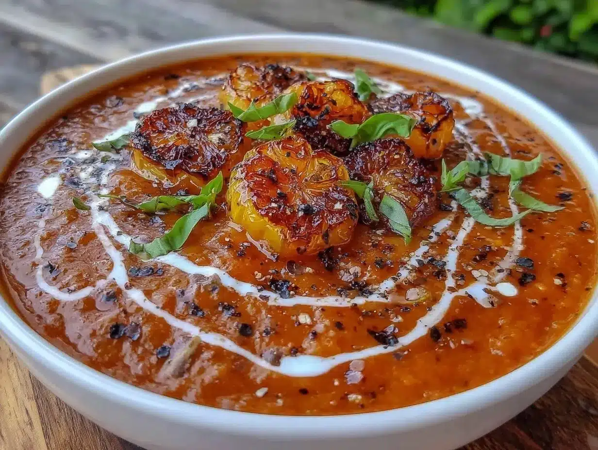 Smoked Tomato Soup with Garlic Confit: Easy Outdoor Recipe 4 smoked tomato soup with garlic confit preparation steps